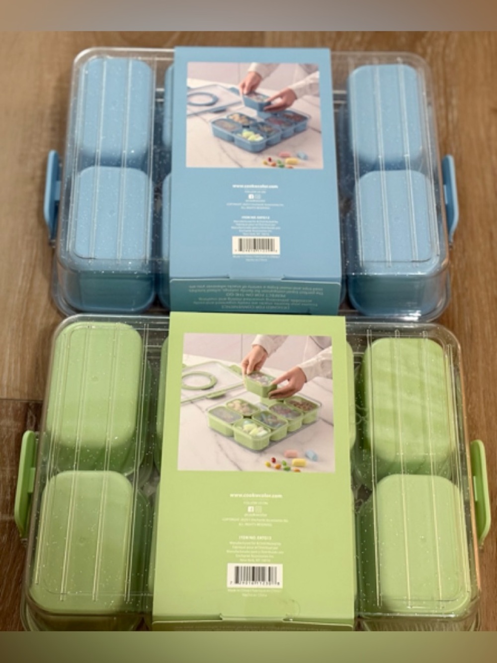 2- CWC COOK WITH COLOR BLUE & GREEN Snack Box Set - 8 Compartments Storage NEW - Picture 5 of 5
